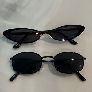 Black Cat-Eye and Oval Sunglasses Duo - Black
